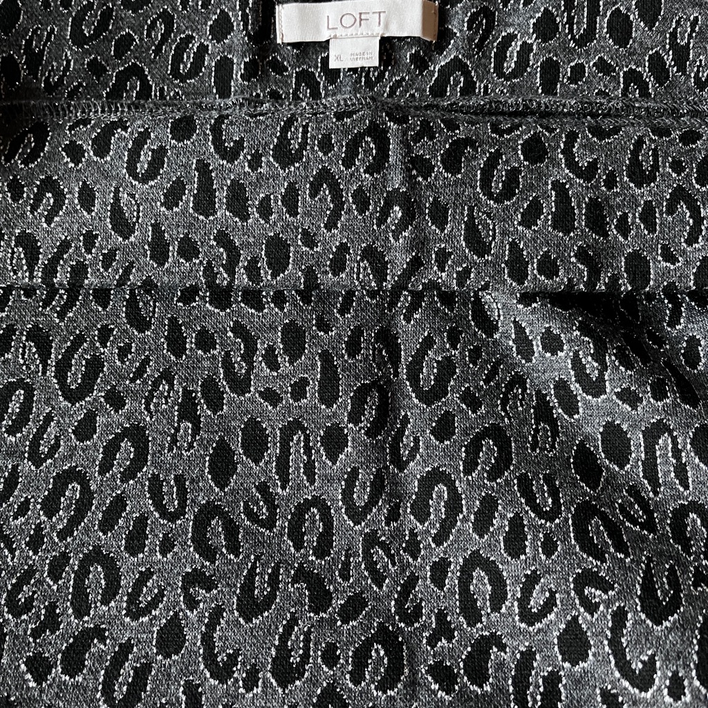 Loft Charcoal And Black Animal Print Skirt